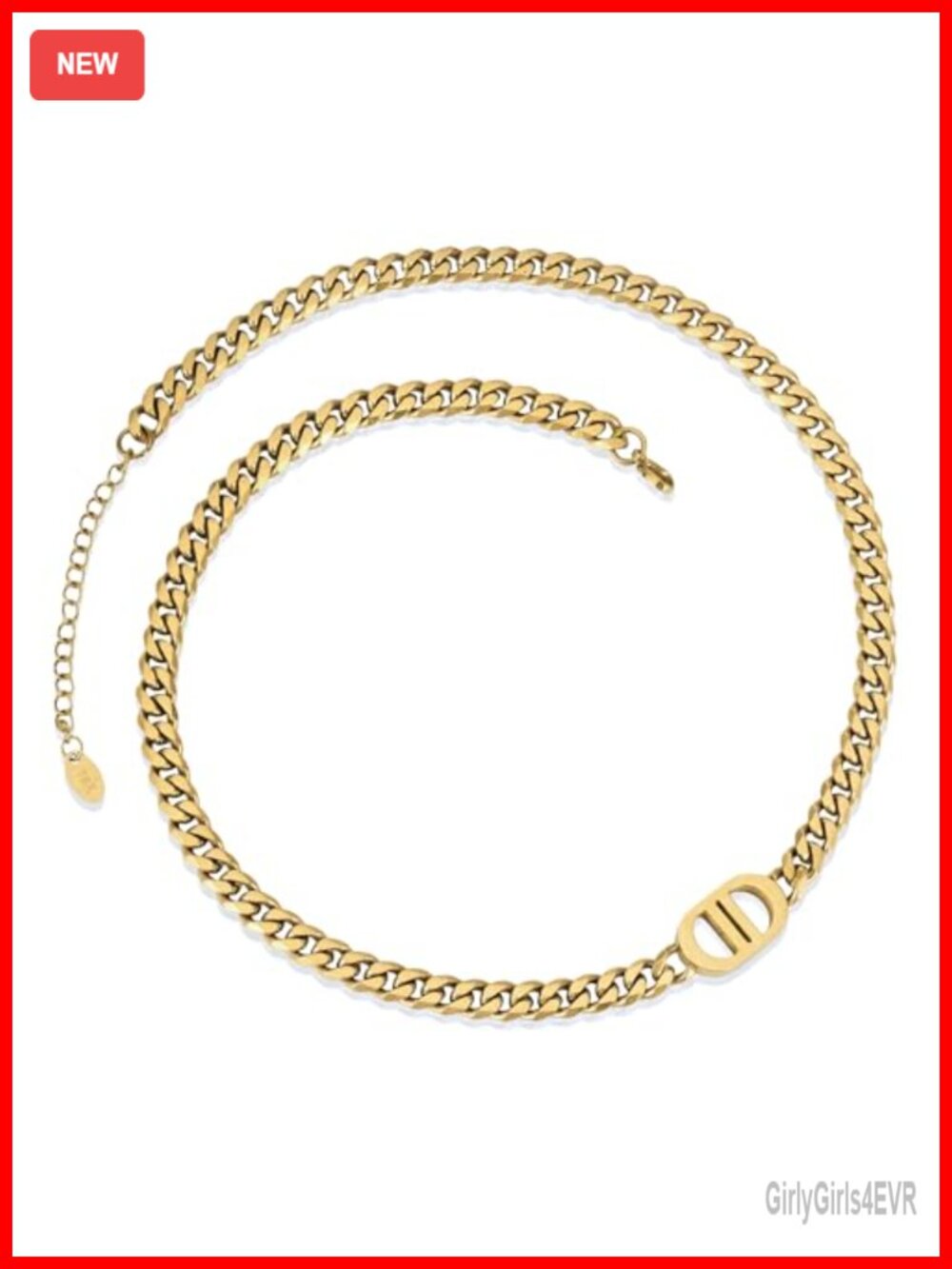 18K Gold Plated Initial Choker Necklace with Double D Pendant
